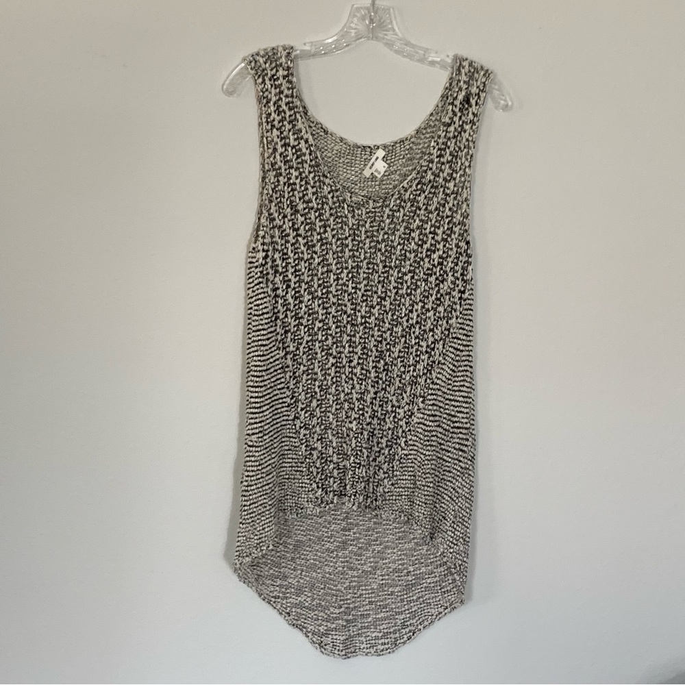Helmut Lang Knit Linen Blend Sleeveless Scoop Neck Hi-Low Hem Top size Small
